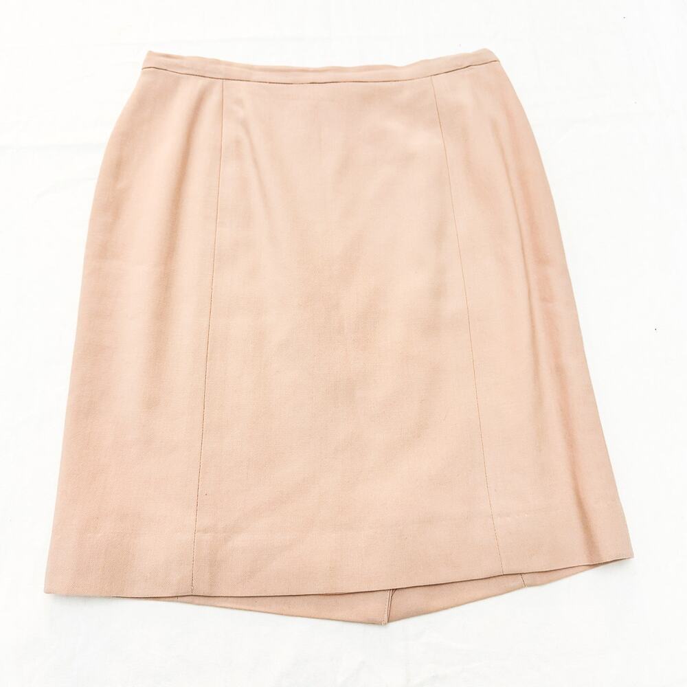 Oscar De La Renta Nude Pink Pencil Straight Skirt 100% Wool Size 10